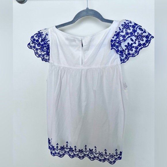 Madewell White Blouse with Blue Embroidery - Picture 6 of 7
